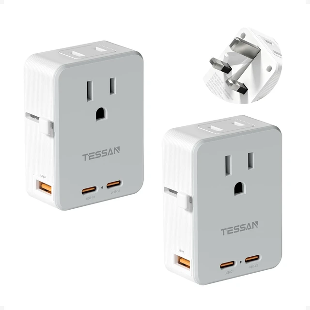 Main image of TESSAN UK Adapters for Travel, Foldable Type G US to UK Plug Adaptor