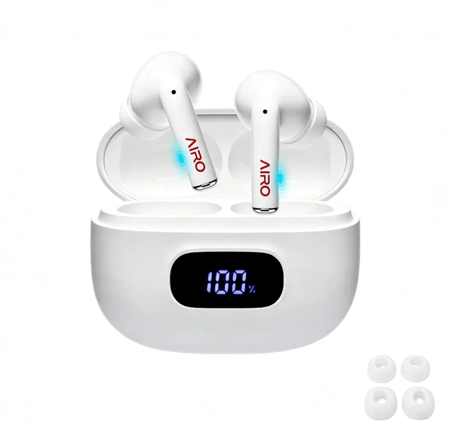 Main image of AIRO Duo Wireless Earbuds with LED Display, ANC Noise Cancellation,Big Bass