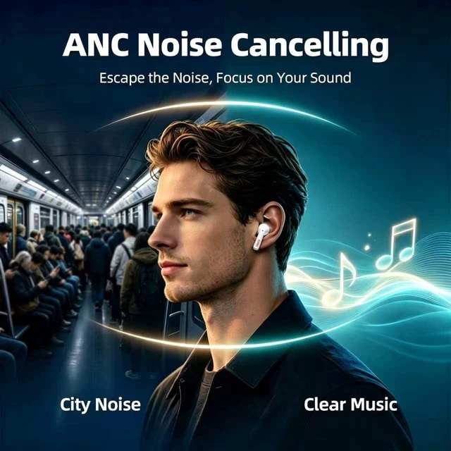 Alt view image 4 of 5 - AIRO Duo Wireless Earbuds with LED Display, ANC Noise Cancellation,Big Bass
