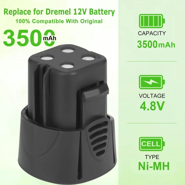 Alt view image 2 of 5 - Hanaix 2 Pack 3.5Ah 755-01 Battery for Dremel 4.8V Tools 750-02 7300-N/8