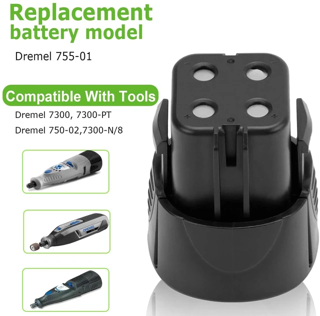 Alt view image 3 of 5 - Hanaix 2 Pack 3.5Ah 755-01 Battery for Dremel 4.8V Tools 750-02 7300-N/8