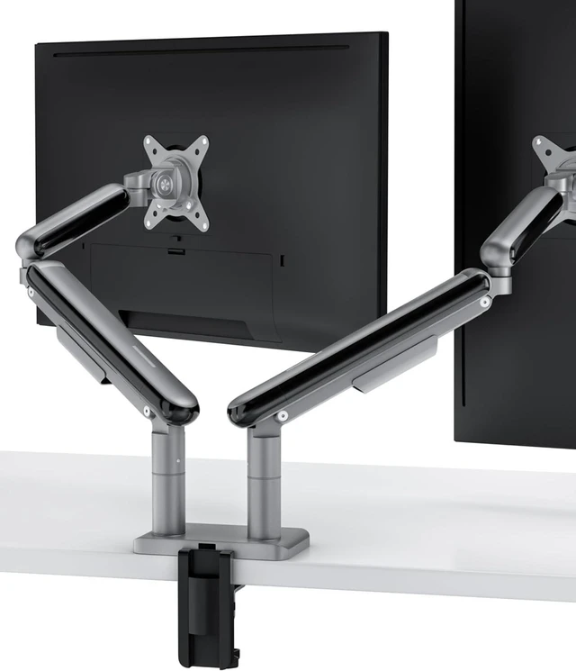 Main image of Desktronic Dual Monitor Arm PowerSpring Technology for 2 Monitors, Up to 34" & 17.6 lbs Each, 360 Rotation, VESA 75/100 Compatible, Ergonomic Design for Home Office & Gaming Setup