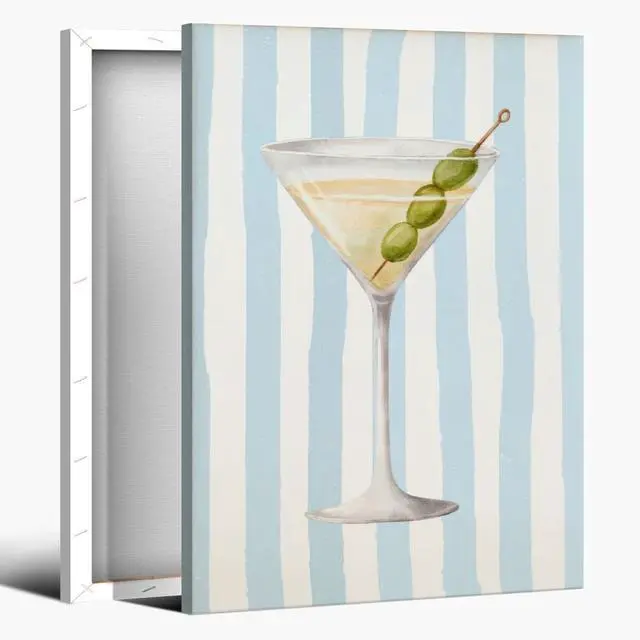 Main image of Martini Wall Art Cocktail Canvas Prints Trendy Bar Cart Poster Alcohol Drink Art Decor Minimalist Aesthetic Prints Apartment Dorm Kitchen Home Bar Wall Decor Framed16x24inch