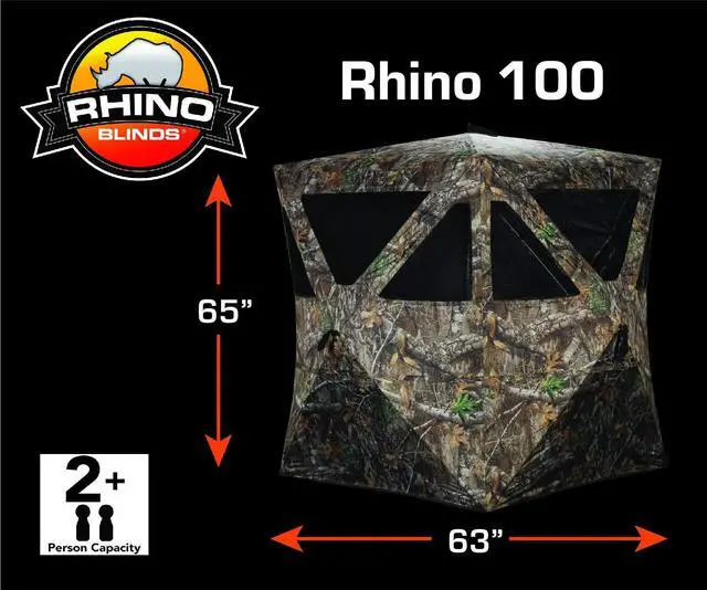 Alt view image 2 of 7 - Rhino blinds R100-RTE 2 Person Hunting Ground Blind, Realtree Edge