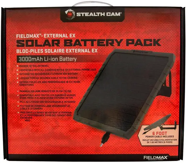 Alt view image 11 of 13 - Stealth Cam FieldMax External EX 3000 mAh Solar Battery Pack with 10-Inch Solar Panel for Revolver, Flashback, Deceptor Max, and Fusion Max Cellular Trail Cameras