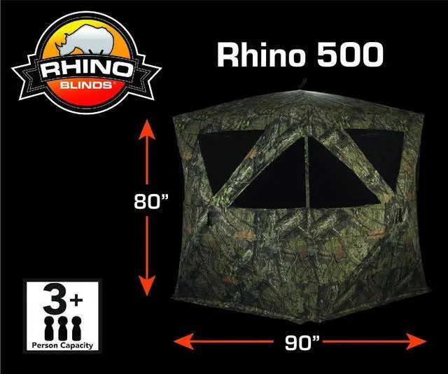 Alt view image 2 of 7 - RHINO Blinds R500-MOC 3-4 Person Hunting Ground Blind, Breakup Country