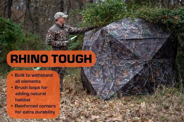 Alt view image 4 of 7 - RHINO Blinds R500-MOC 3-4 Person Hunting Ground Blind, Breakup Country