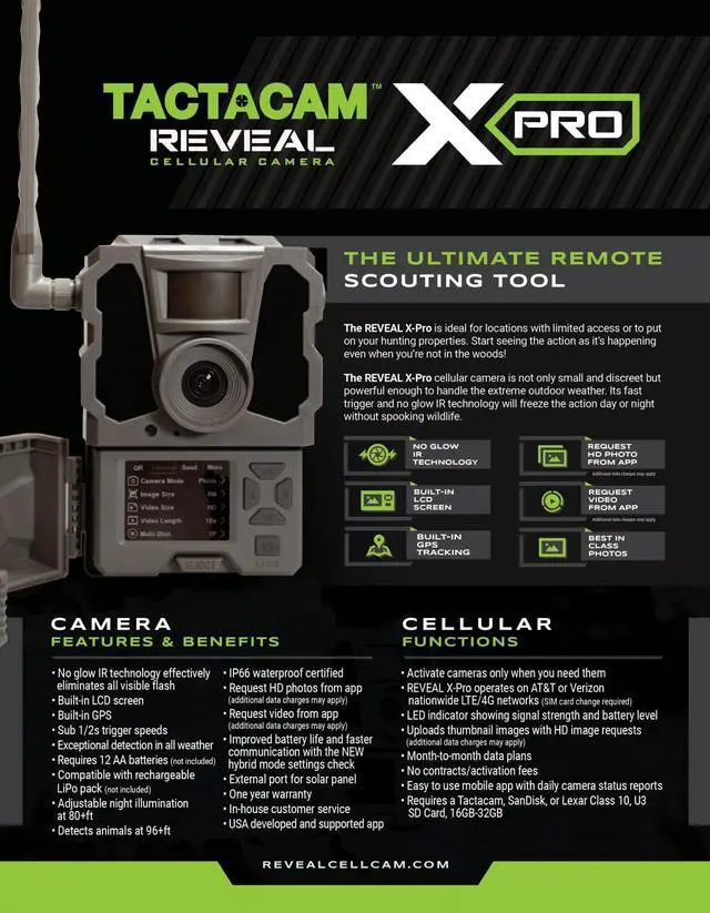 Alt view image 2 of 6 - TAcTAcAM Reveal X PRO cellular Trail camera, Verizon and AT&T, NO glow, Integrated gPS Tracking, Built in LcD Screen, HD Photo and HD Video (X-PRO)