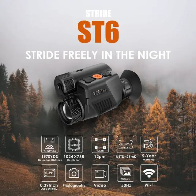 Alt view image 3 of 7 - RIX Thermal Monocular Stride ST6 Thermal Imaging Monocular for Hunting 640x512 (50 Hz), Handheld Thermal Monocular for Hunters, Monocular Thermal Vision