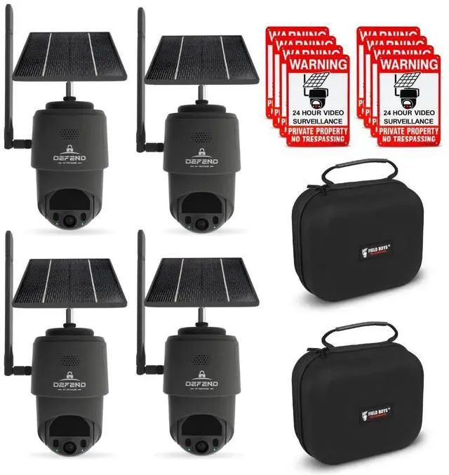 Main image of TACTACAM  Defend 360 Cellular Security Camera, 4K Photos, 1080p Video, Solar + Rechargeable Battery, 360° Pan/Tilt/Zoom, LTE Cellular, Motion Alerts, Weather Resistant Includes Case & Signs (4PK)