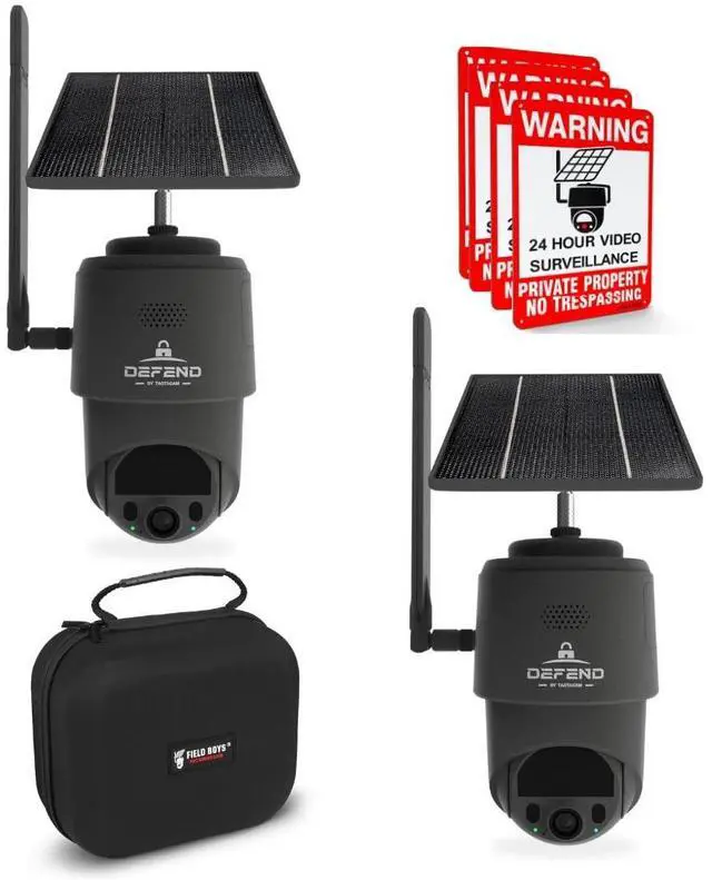 Main image of TACTACAM  Defend 360 Cellular Security Camera, 4K Photos, 1080p Video, Solar + Rechargeable Battery, 360° Pan/Tilt/Zoom, LTE Cellular, Motion Alerts, Weather Resistant Includes Case & Signs (2PK)