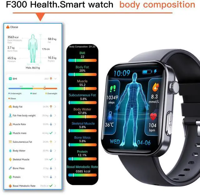 Alt view image 7 of 7 - Wise Time 2.10 Inch HD Health Smart Watch For Men | Accurate Heart Rate Blood Oxygen Blood Pressure Monitor | Sleep Tracker IP67 Waterproof Fitness Tracker Pedometer White silicone strap