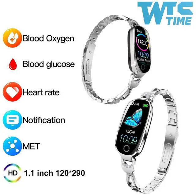 Main image of Wise Time Elegant Smartwatch for Women  Fitness Tracker with Heart Rate & Sleep Monitor, Step Counter, Waterproof, Custom Watch Faces, Long Battery Life, Compatible with iPhone & Android Silver