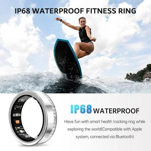 Alt view image 6 of 7 - Wise Time Fashion Smart Ring For Women Health Tracker Heart Rate Sleep Blood Oxygen Period Step Counter IP68 Waterproof Workout Office Travel Gift For Her iOS Android Diamond Ring Best Wearable Gift