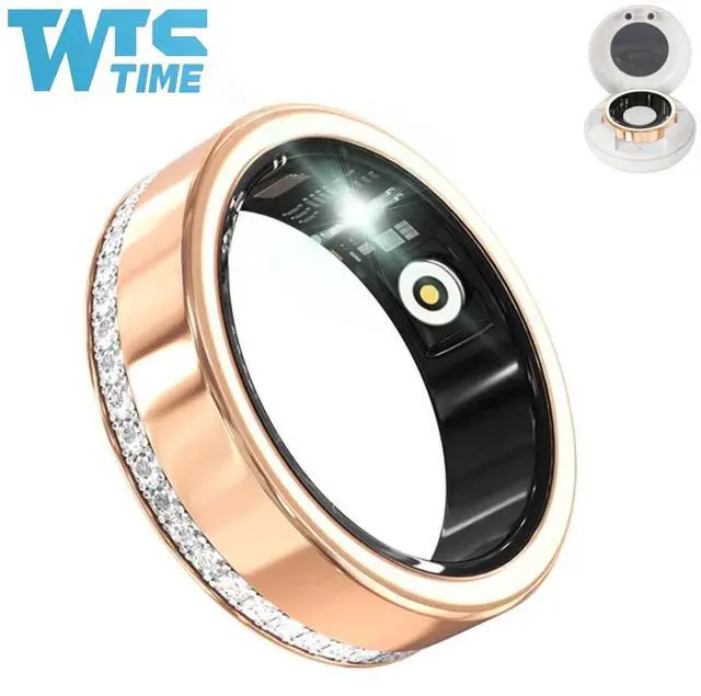Main image of Wise Time Fashion Smart Ring For Women Health Tracker Heart Rate Sleep Blood Oxygen Period Step Counter IP68 Waterproof Workout Office Travel Gift For Her iOS Android Diamond Ring Best Wearable Gift