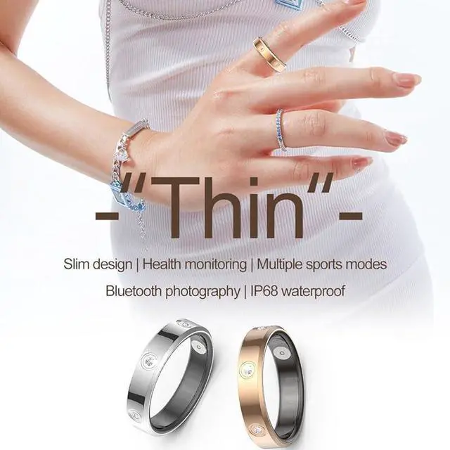 Alt view image 6 of 7 - Wise Time 2025 New Diamond Smart Ring For Women 24/7 Heart Rate Sleep Tracker Ultra Slim Fitness Ring Waterproof Step Counter Calorie Burn Monitor iOS Android Gift Rose Gold 12#