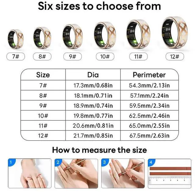 Alt view image 7 of 7 - Wise Time 2025 Smart Ring for Women Health Tracker, Sleep Tracker Ring with Heart Rate, Blood Oxygen, Sleep Quality Monitoring, Air Gesture for iphone & Android Best Gift(With crystal charging cabin)