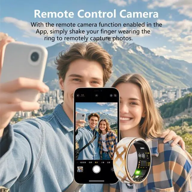 Alt view image 5 of 7 - Wise Time 2025 Smart Ring for Women Health Tracker, Sleep Tracker Ring with Heart Rate, Blood Oxygen, Sleep Quality Monitoring, Air Gesture for iphone & Android Best Gift(With crystal charging cabin)