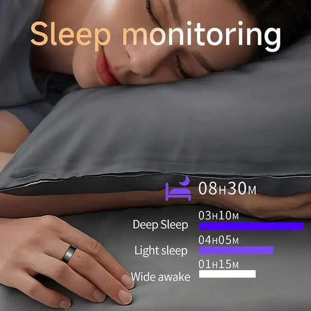 Alt view image 5 of 7 - Wise Time Stylish Appearance Carbon Fiber Smart Ring 24/7 Health Coach Fitness Tracker With Real Time Heart Rate Alerts Sleep Monitor No Subscription Fee - Best Wearable Gift Black-Carbon Fiber 8#