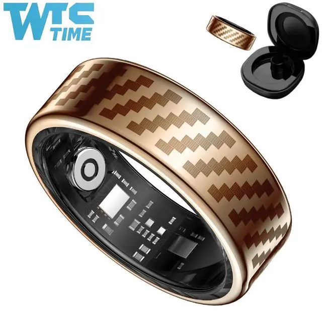 Main image of Wise Time Stylish Appearance Carbon Fiber Smart Ring 24/7 Health Coach Fitness Tracker With Real Time Heart Rate Alerts Sleep Monitor No Subscription Fee - Best Wearable Gift Rose Gold-Carbon Fiber 9#