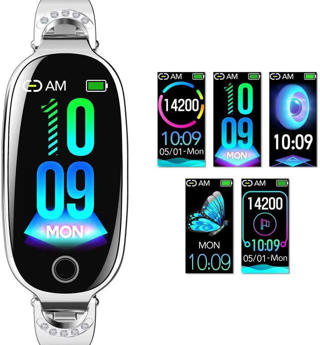 Alt view image 3 of 7 - Wise Time Bling Smartwatch for Women Compatible for iPhone Android iOS Phones Smart Bracelet with Female Menstrual Cycle Heart Rate Blood Pressure Remote Photography Waterproof Pedometer Rose gold