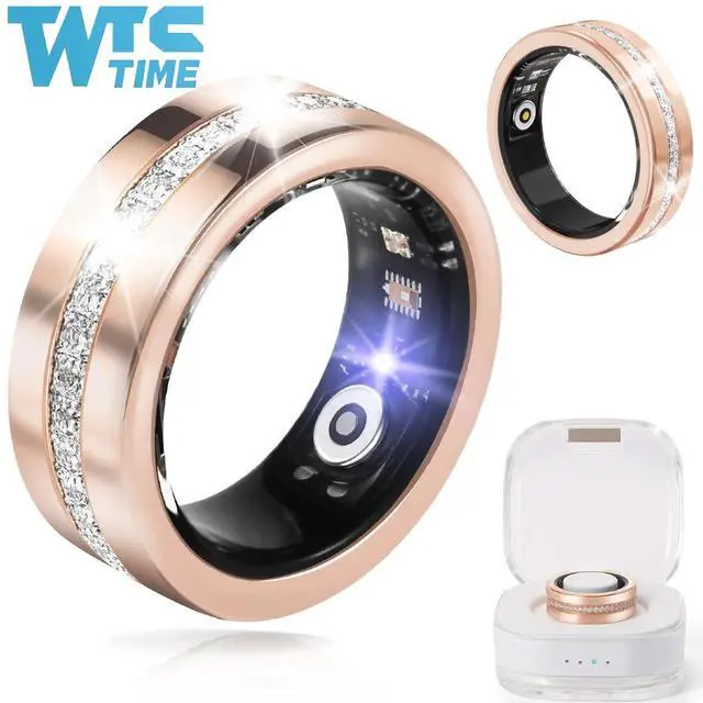 Main image of Wise Time 2025 New Rose Gold/Silver Smart Ring Fitness Tracker Ring - Health Sleep Heart Rate Blood Oxygen Blood Pressure Tracker,Fashionable Diamond Style,IP68, Compatible with iOS,Android US 8