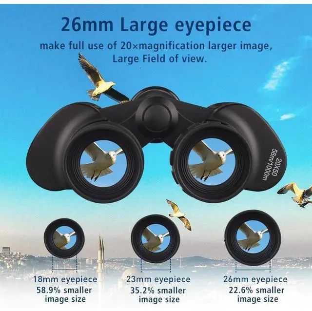 Alt view image 6 of 7 - Wise Time 20x50 Magnification Binoculars for Adults, Wide Field of View, HD waterproof Compact Design with Multi-Coated Optics, Perfect for Birding, Hunting, Football Games, Cruise Adventures, Astrono