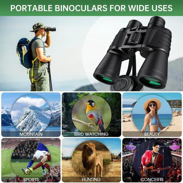 Alt view image 7 of 7 - Wise Time 20x50 Magnification Binoculars for Adults, Wide Field of View, HD waterproof Compact Design with Multi-Coated Optics, Perfect for Birding, Hunting, Football Games, Cruise Adventures, Astrono