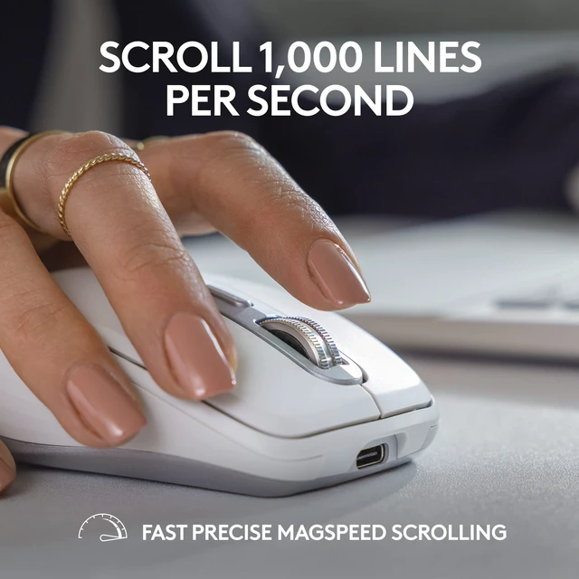 Alt view image 4 of 7 - MX Anywhere 3S Compact Wireless Mouse Fast Scrolling - Graphite | MagSpeed Scrolling , 8K DPI Any-Surface, Quiet Clicks, Programmable Buttons, Windows/Mac/Chrome/Linux, USB-C, Bluetooth