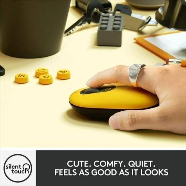 Alt view image 2 of 2 - POP Mouse, Wireless Optical Mouse with Customizable Emojis, SilentTouch Technology, Precision/Speed Scroll, Compact Design, Bluetooth, Multi-Device, OS Compatible - Blast Yellow