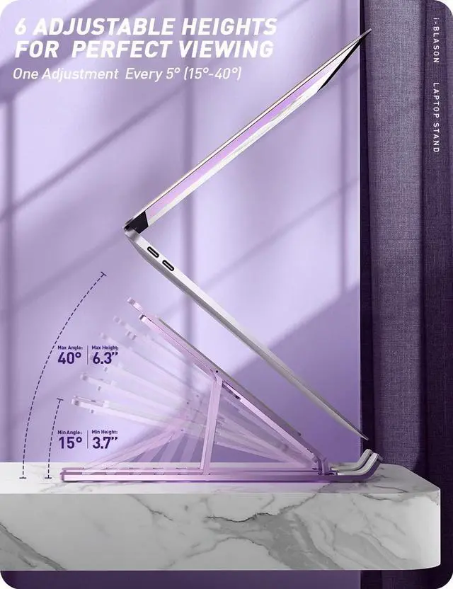 Alt view image 2 of 5 - i-Blason Cosmo Laptop Stand, Adjustable Aluminum Alloy Laptop Riser Holder with Multi-Angle Stand, Compatible with MacBook Pro/MacBook Air, 7-17.3" Laptops & Tablets (Purple)