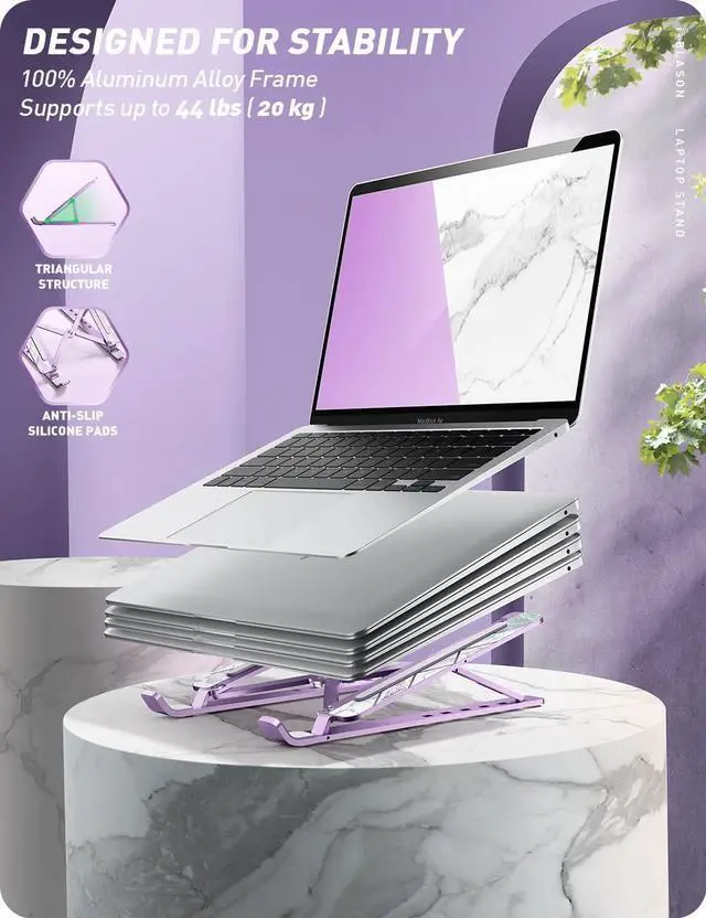 Alt view image 4 of 5 - i-Blason Cosmo Laptop Stand, Adjustable Aluminum Alloy Laptop Riser Holder with Multi-Angle Stand, Compatible with MacBook Pro/MacBook Air, 7-17.3" Laptops & Tablets (Purple)