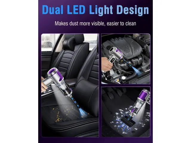 Alt view image 4 of 7 - Handheld Car Vacuum Portable Cordless, 22000Pa High-Power Suction Hand held Vacuum Cleaner & Air Duster for Car Cleaning, Home, Office, Pet Hair | Multi-Nozzle, Washable Filter, LED Light