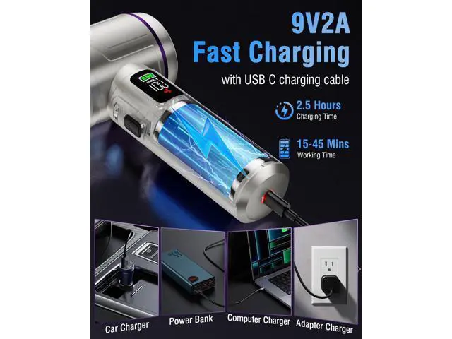 Alt view image 6 of 7 - Handheld Car Vacuum Portable Cordless, 22000Pa High-Power Suction Hand held Vacuum Cleaner & Air Duster for Car Cleaning, Home, Office, Pet Hair | Multi-Nozzle, Washable Filter, LED Light