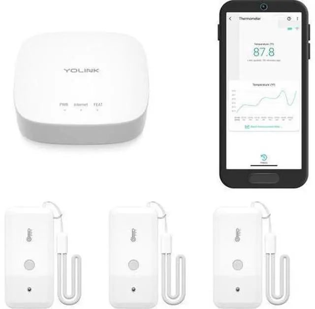 Main image of Smart Freezer Thermometer, LoRa Wireless Fridge Temperature Sensor 3-Pack, Ideal for Refrigerator, Freezer, Greenhouse, Pet Cage, App & SMS Alerts, 5-Year Battery, Hub Included