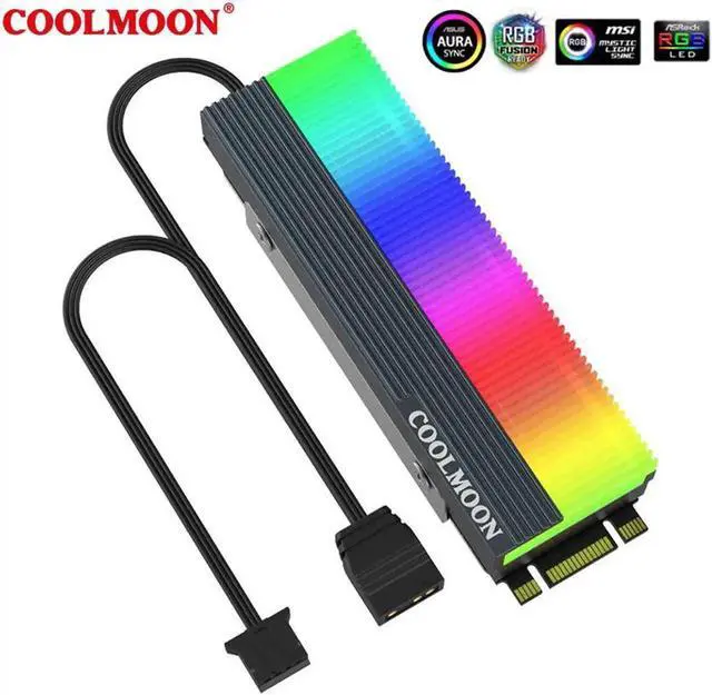 Main image of JVFYI Colorful ARGB M2 SSD Heatsink 5V 3Pin NVME NGFF M.2 2280 Solid State Drive Hard Disk Cooling Radiator Heat Sink Cooler Vest Aluminum Heat Sink with Thermal Pad