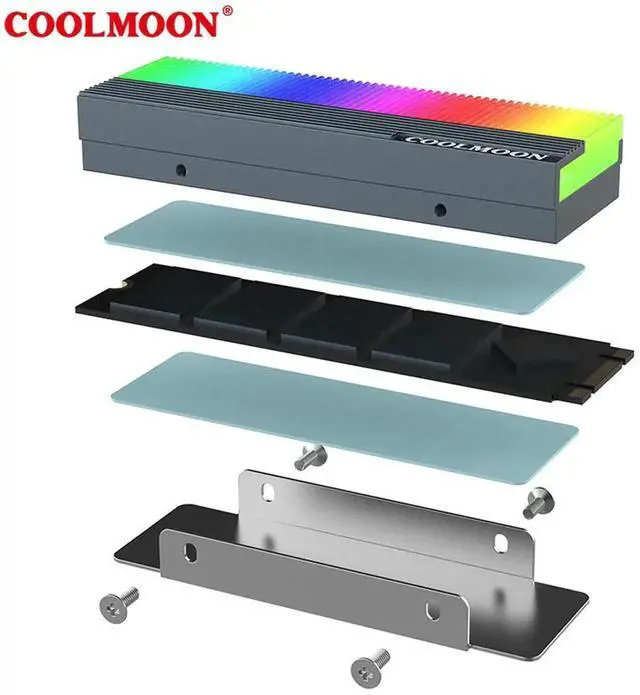 Alt view image 3 of 5 - JVFYI Colorful ARGB M2 SSD Heatsink 5V 3Pin NVME NGFF M.2 2280 Solid State Drive Hard Disk Cooling Radiator Heat Sink Cooler Vest Aluminum Heat Sink with Thermal Pad