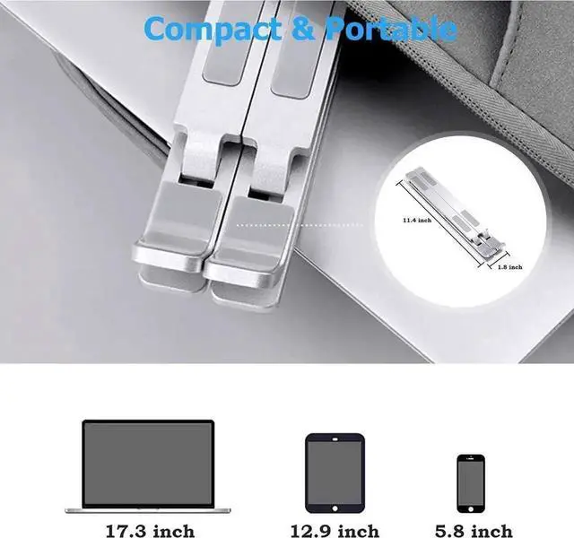 Alt view image 4 of 7 - JVFYI Laptop Stand for Desk, Laptop Riser,Aluminum Alloy Laptop Holder Compatible with 10-15.6 Inch MacBook PC-Notebook Tablet Laptops-Silver
