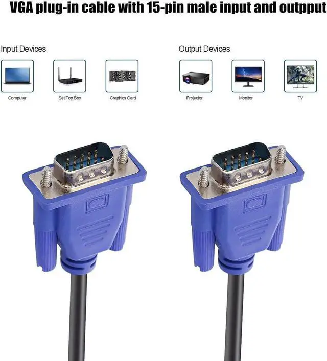 Alt view image 3 of 4 - JVFYI Blue VGA Cable 15 Pin Male to Male Plug Computer Monitor Cable Wire Cord,4.92 Feet 16.4 ft. / 5m