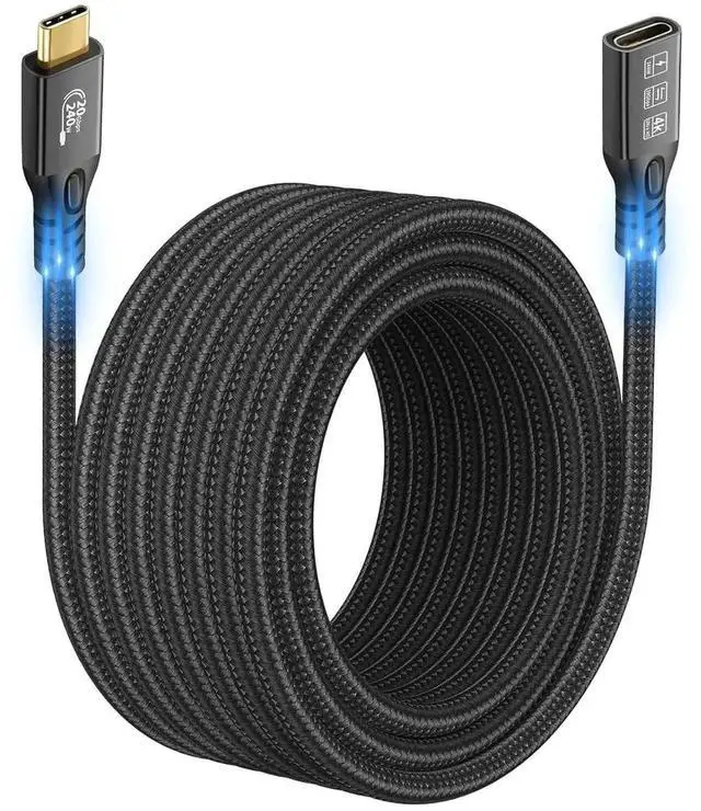 Main image of JVFYI 20Gbps USB C 3.2 Extension Cable, 10FT USBC 3.2 Gen2 Type-c Male to Female Extender Cable Ultra HD 4K@60Hz 240W Charging 20Gbps Data Transfer Compatible with External SSD eGPU 16.5 ft.