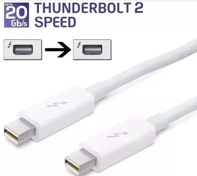 Alt view image 5 of 5 - Thunderbolt 2 to Thunderbolt 2 Cable20Gbps 2M For Apple MacBook Air ProiMac 0.5M black white 0.5M