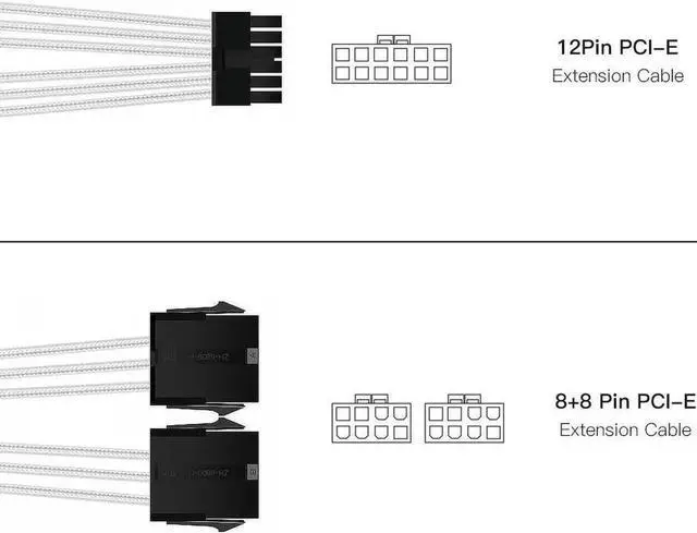 Alt view image 6 of 7 - 12Pin PCI-E to Dual 8Pin PCI-E Graphics Card Power Adapter Cable 12Pin PCI-E to Dual 8Pin PCI-E GPU Cable White