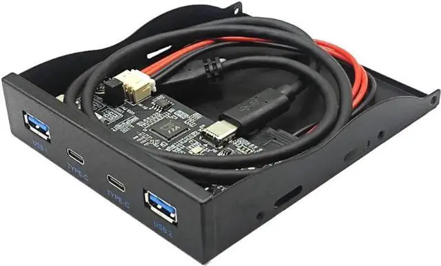 Alt view image 3 of 6 - USB 3.2 10Gbps USB Front Panel Hub 3.5 inch Floppy Bay 2x Type-C and 2x USB-A 4 Ports Computer Case Expansion Adapter,USB 3.2 Motherboard Header 20Pin Key-A Type-E to 4 USB Splitter-2FT Cable