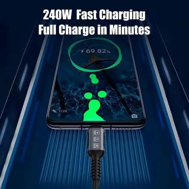 Alt view image 4 of 6 - Gen3 40Gbps USB 4.0 Type C to C 240W Fast Charging Cable 3FT, 240W Type C To USB C Fast Charging Cables 48V 5A USB4 PD3.1 QC5.0 Full Function Thunderbolt 3/4 40Gbps 8K 60Hz Video Data Cable