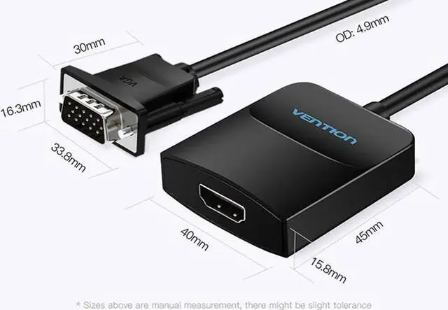 Alt view image 2 of 6 - VGA to HDMI Adapter ,1080P Analog to Digital Video Audio Converter Male to Female with Audio and Micro USB Charging Cable VGA Adapter for PC Laptop to HDTV Projector