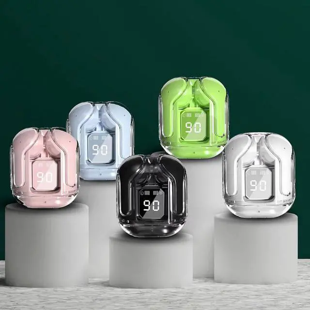 Alt view image 4 of 4 - T6 TWS Earbuds Wireless Blue Tooth 5.0 ENC Sport Gaming Headsets Noise ReductionMic Stereo Headphones with LED Display Earphone Green