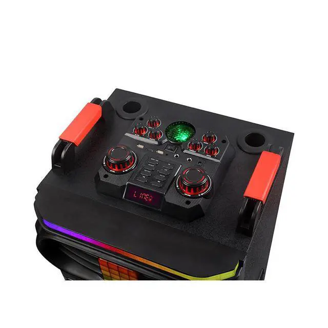 Alt view image 4 of 5 - All-In-One Mini 100W Wireless Karaoke DJ Speaker for Home Outdoor RGB LED Lighting KTV Song Ordering Video Stereo Features DC