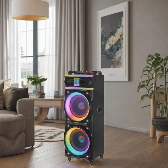 Main image of All-In-One Mini 100W Wireless Karaoke DJ Speaker for Home Outdoor RGB LED Lighting KTV Song Ordering Video Stereo Features DC