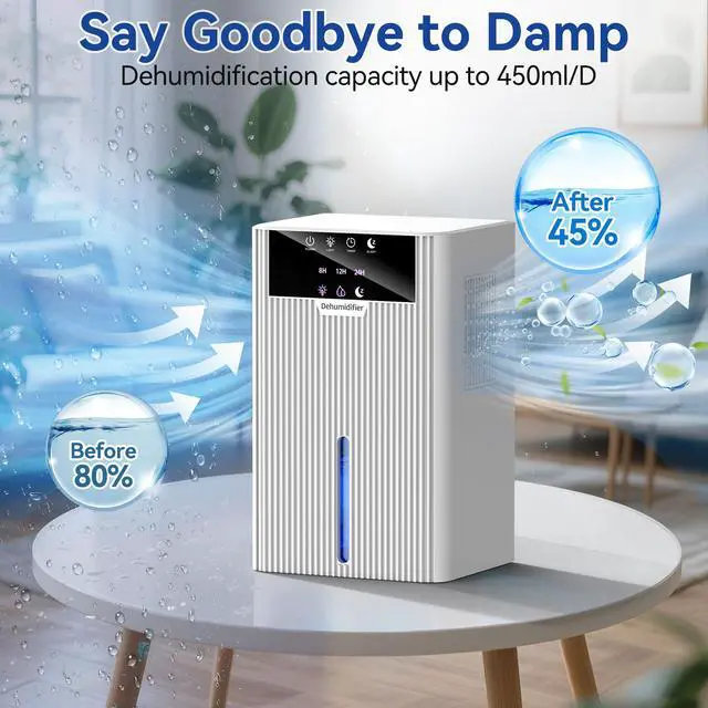 Alt view image 2 of 5 - B30 Portable Dehumidifier Low Noise 32-38dB 350ml/D Capacity 12H/24H Timer Large LED Display Easy-Clean Design for Office RV