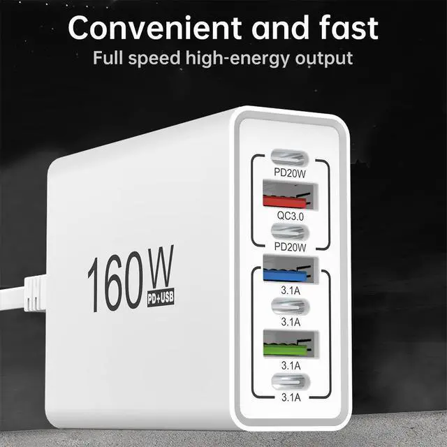 Alt view image 6 of 6 - 160W Desktop Fast Charger US EU Plug Wall Phone Charger for Mobile Phones Laptops Usb Wall Charger Power Supply Adapter